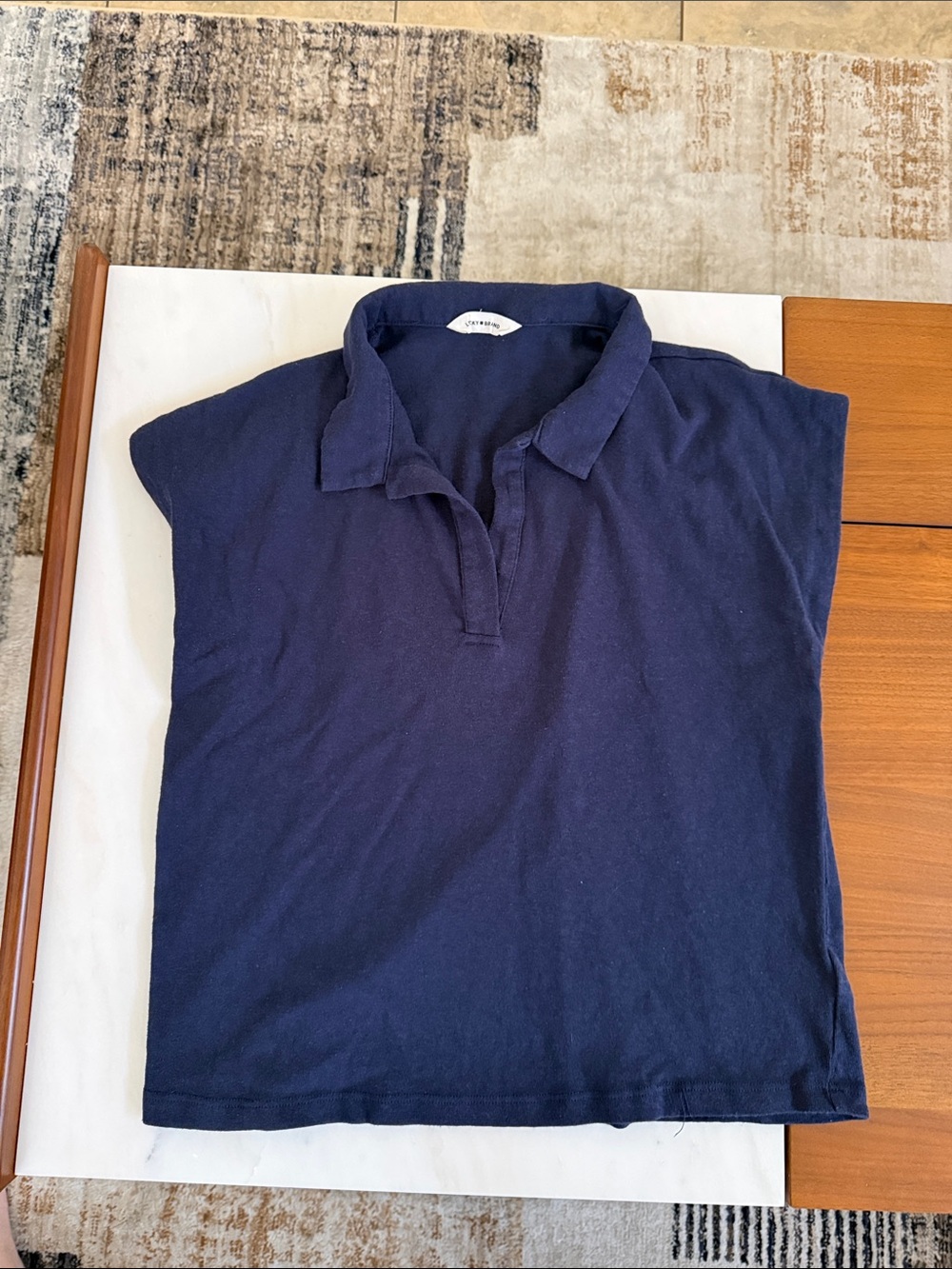 Lucky Brand Navy Knit Top with Logo Tag